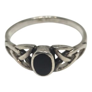 925 Elegant Sterling Silver and Black Onyx Women's Ring Sz 6.5